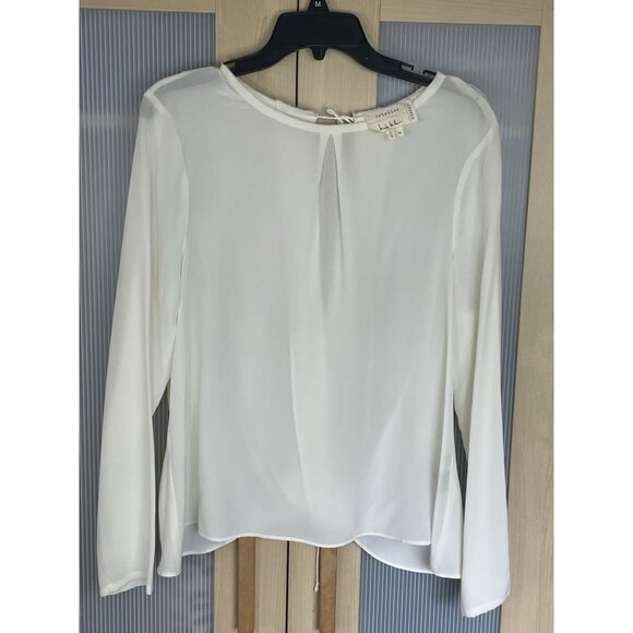Artelier Nicole Miller White Silk Sz M Blouse Elegant Career Cocktail Open Back - Picture 1 of 4
